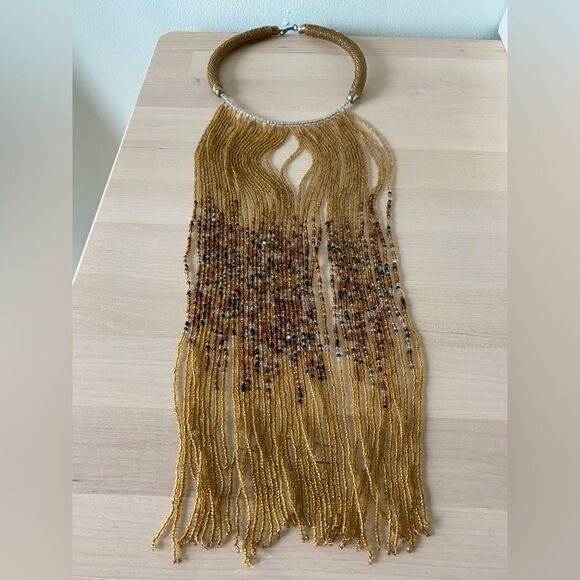 African Beaded Necklace with Bead Train
